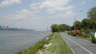 riding in Manhattan on the West side Path