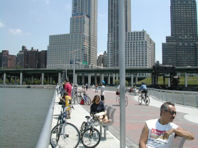 on a pier in the Hudson River